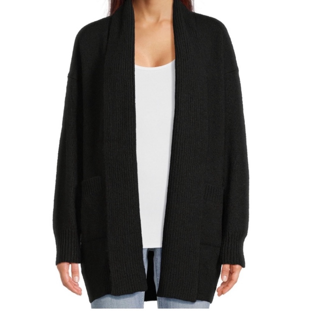 Lafayette 148 New York black cashmere cardigan duster coat  with pockets